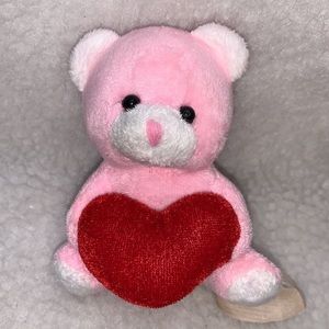 Gabitoy teddybear pink holding red heart 4" mini stuffed animal